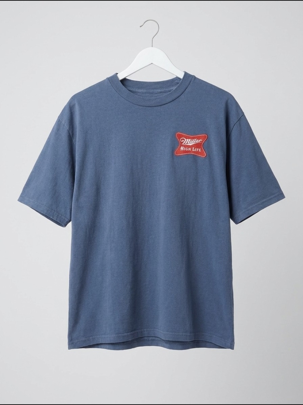 Hybrid Apparel Slate Miller High Life Short Sleeve Tee with Red Chest Patch